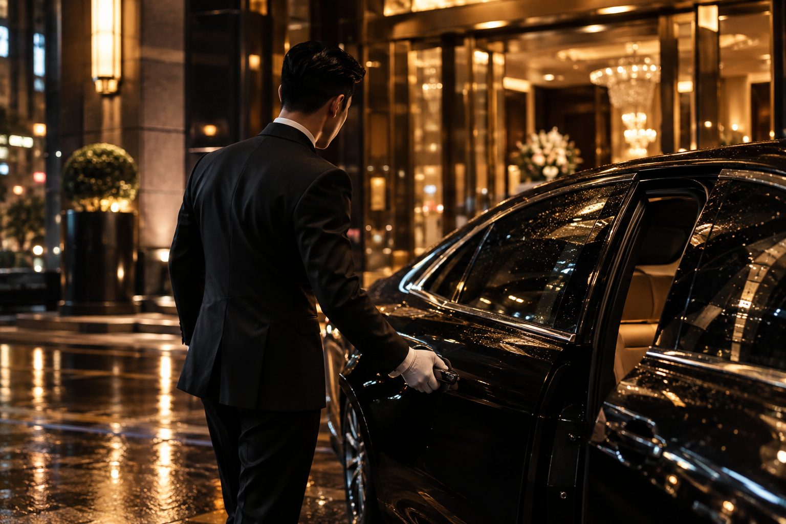 專屬管家為貴賓開啟車門