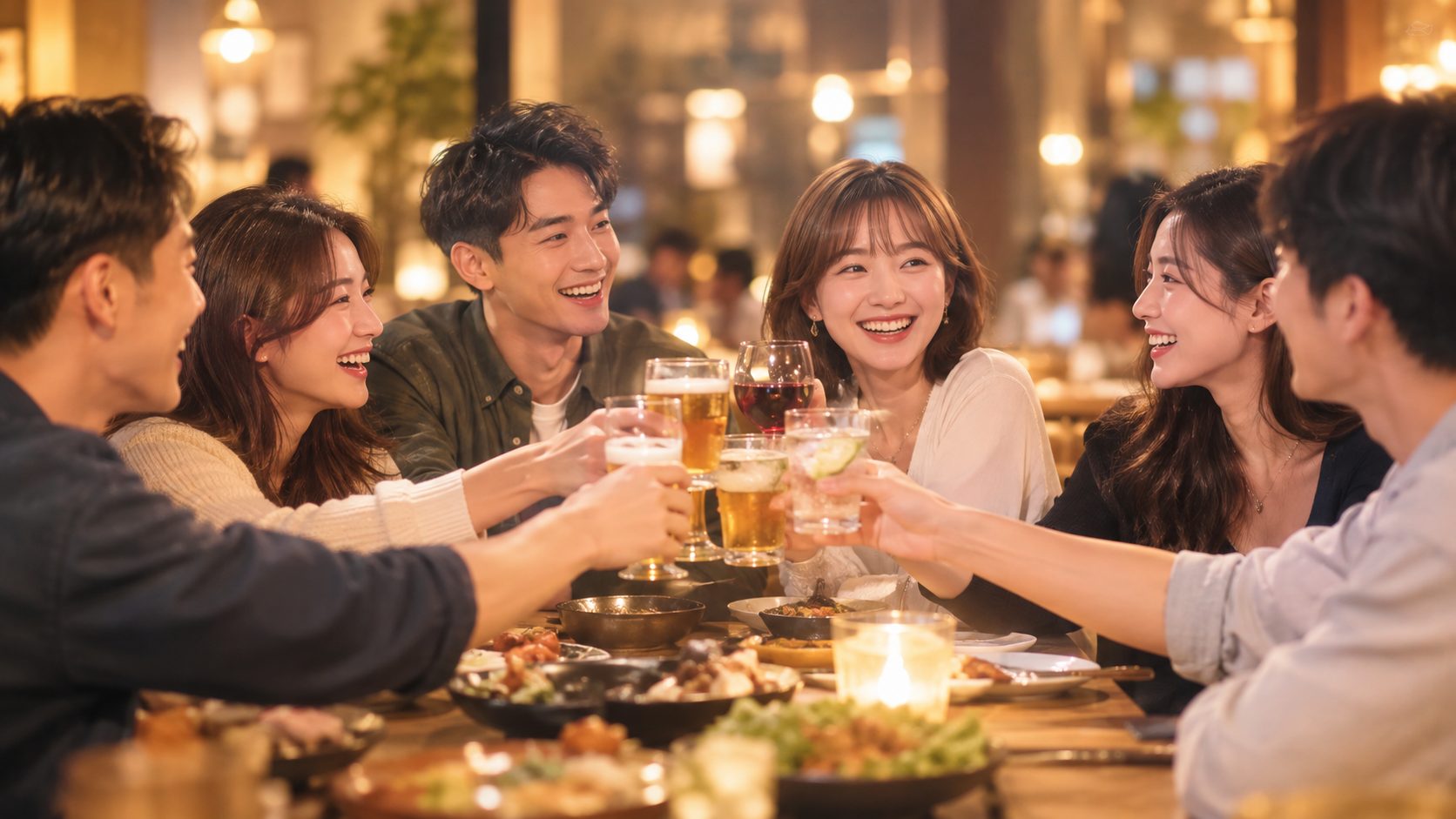 朋友們在餐廳聚會舉杯